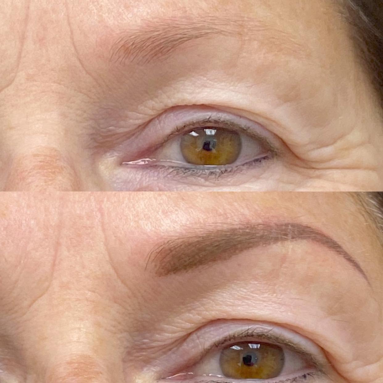 Maquillage permanent des sourcils — avant et après